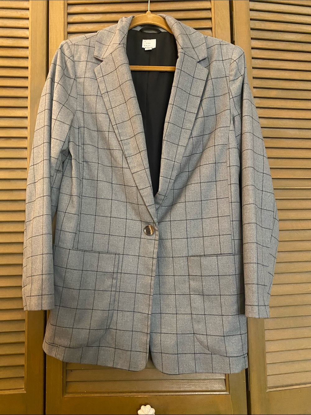 a new day Light Gray Windowpane Blazer